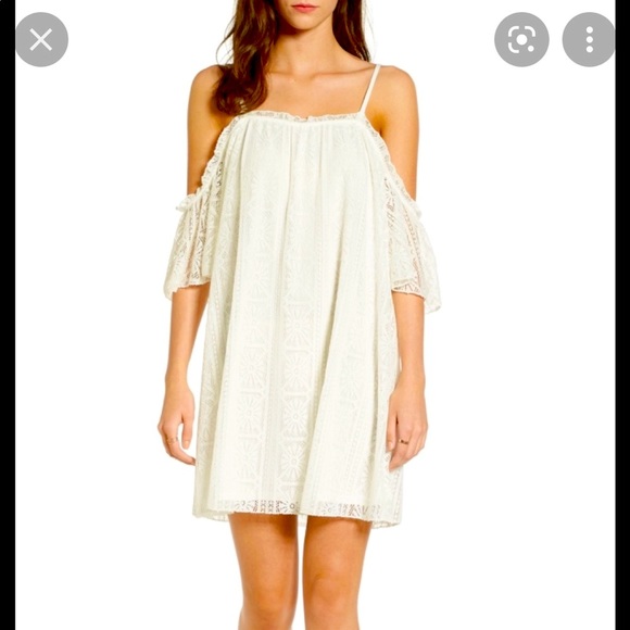 NWOT White Lacey cold shoulder dress XS from love, FIRE - Picture 1 of 9